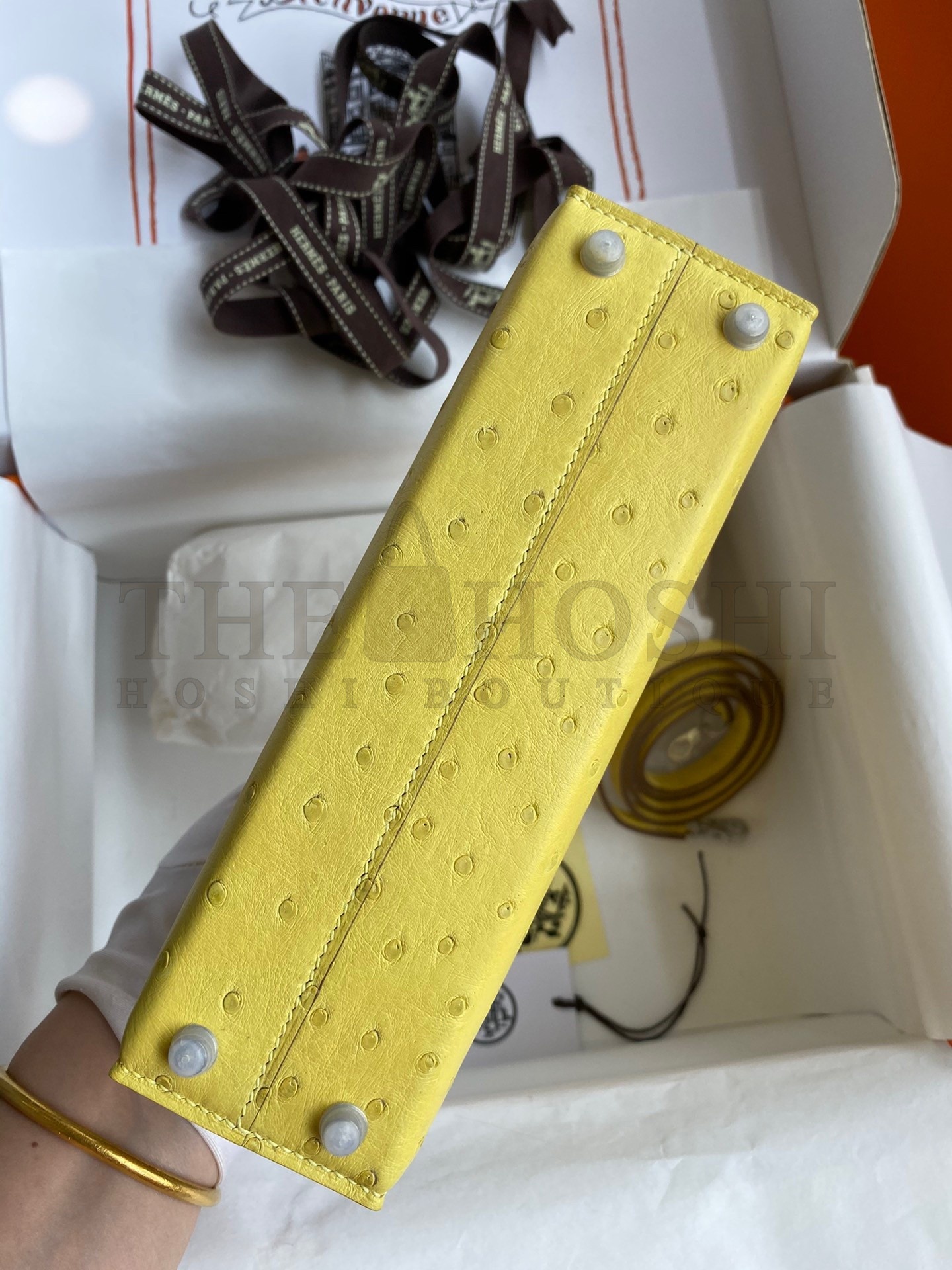 H**me5 Kelly Mini II Sellier Handmade Bag In Lime Ostrich Leather Master Quality