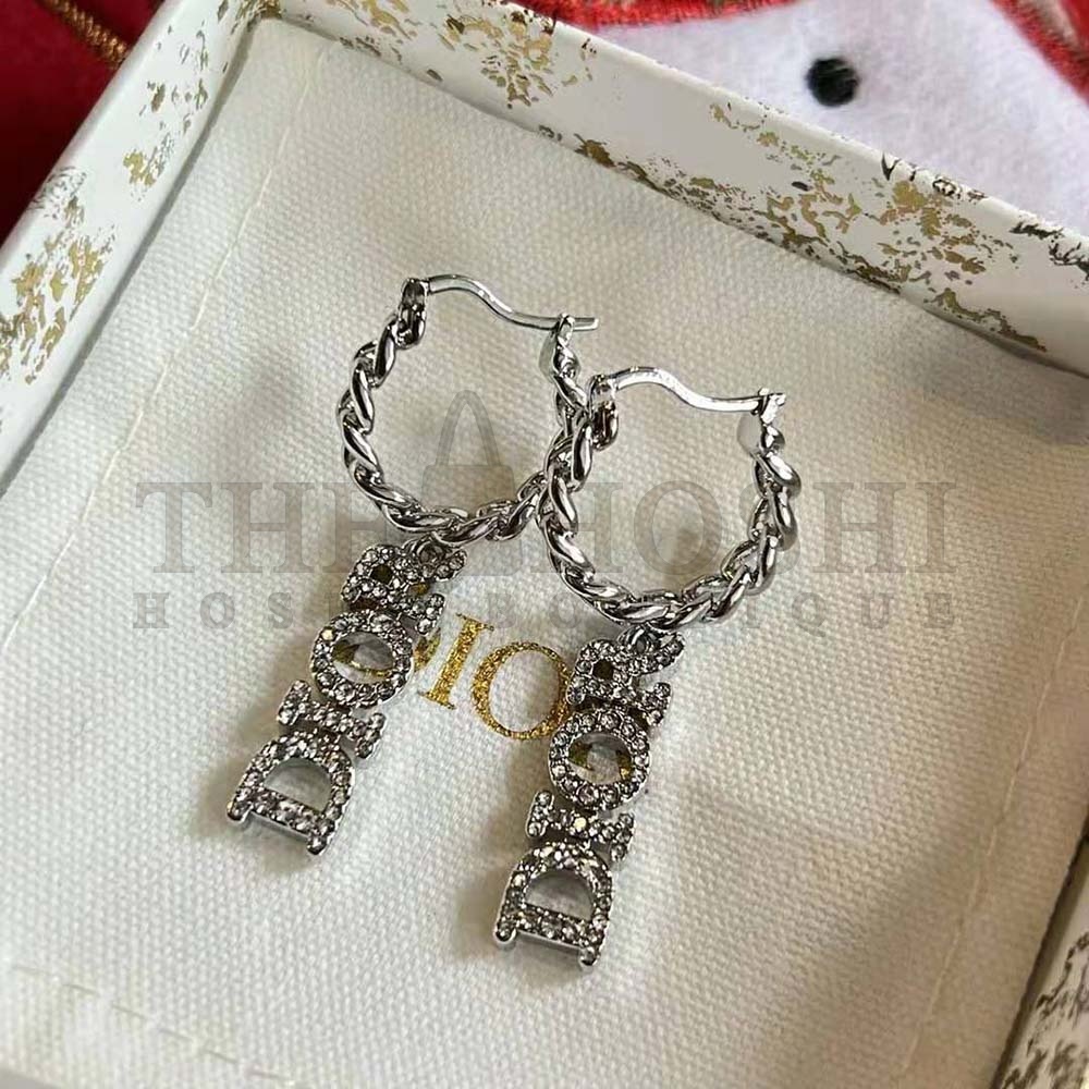 D10r Women Dio(r)evolution Earrings Silver-Finish Metal and Silver-Tone Crystals Master Quality