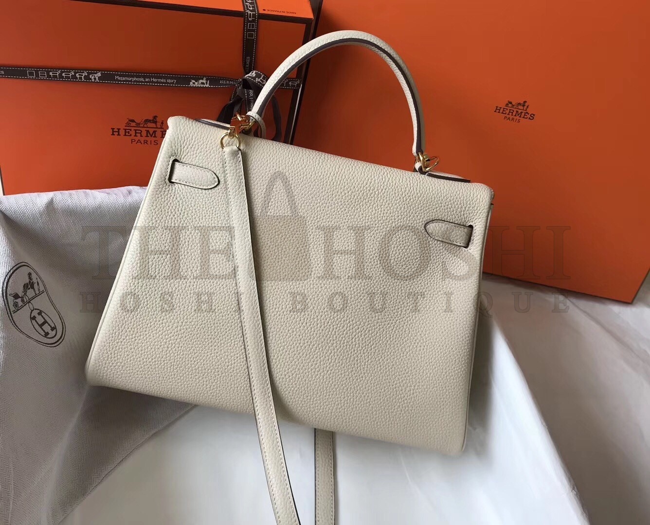 H**me5 Kelly 32cm Retourne Bag In Beton Clemence Leather Master Quality