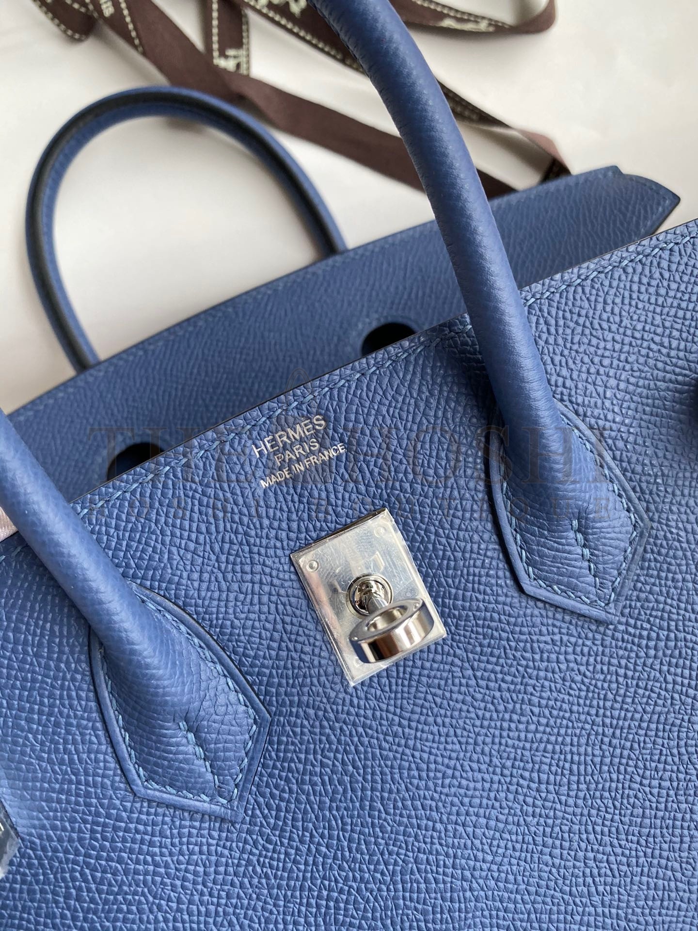 H**me5 Birkin 25 Retourne Handmade Bag In Blue Agate Epsom Calfskin Master Quality