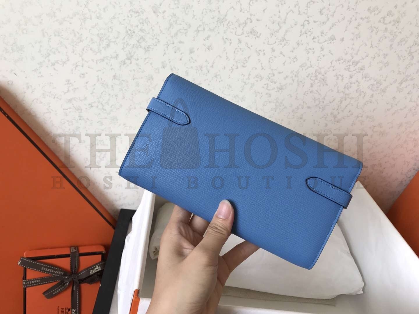 H**me5 Kelly Classic Long Wallet In Blue Jean Epsom Leather Master Quality