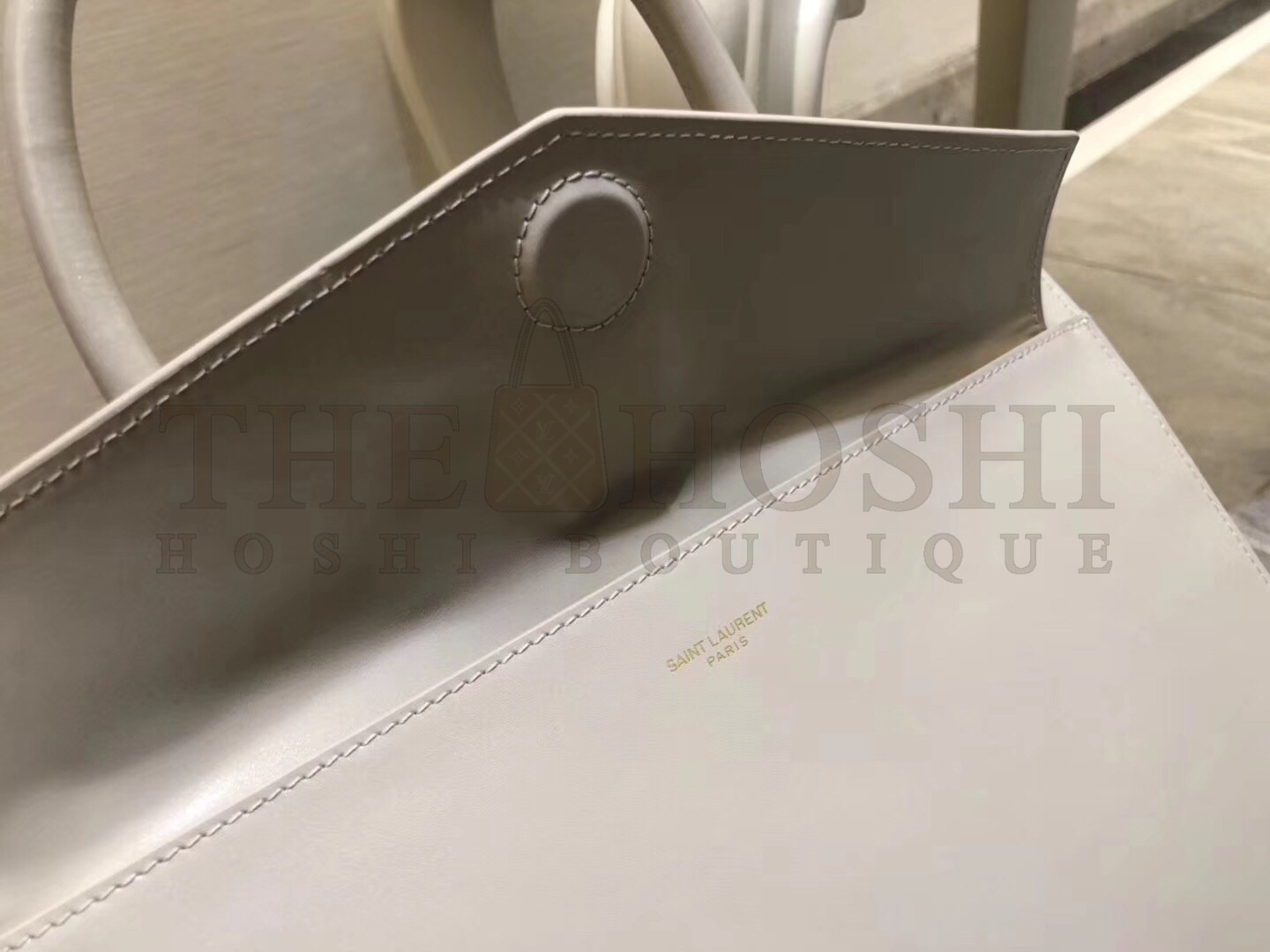 Sa1nt Lau*nt Medium Uptown Tote In Blanc Smooth Leather Master Quality