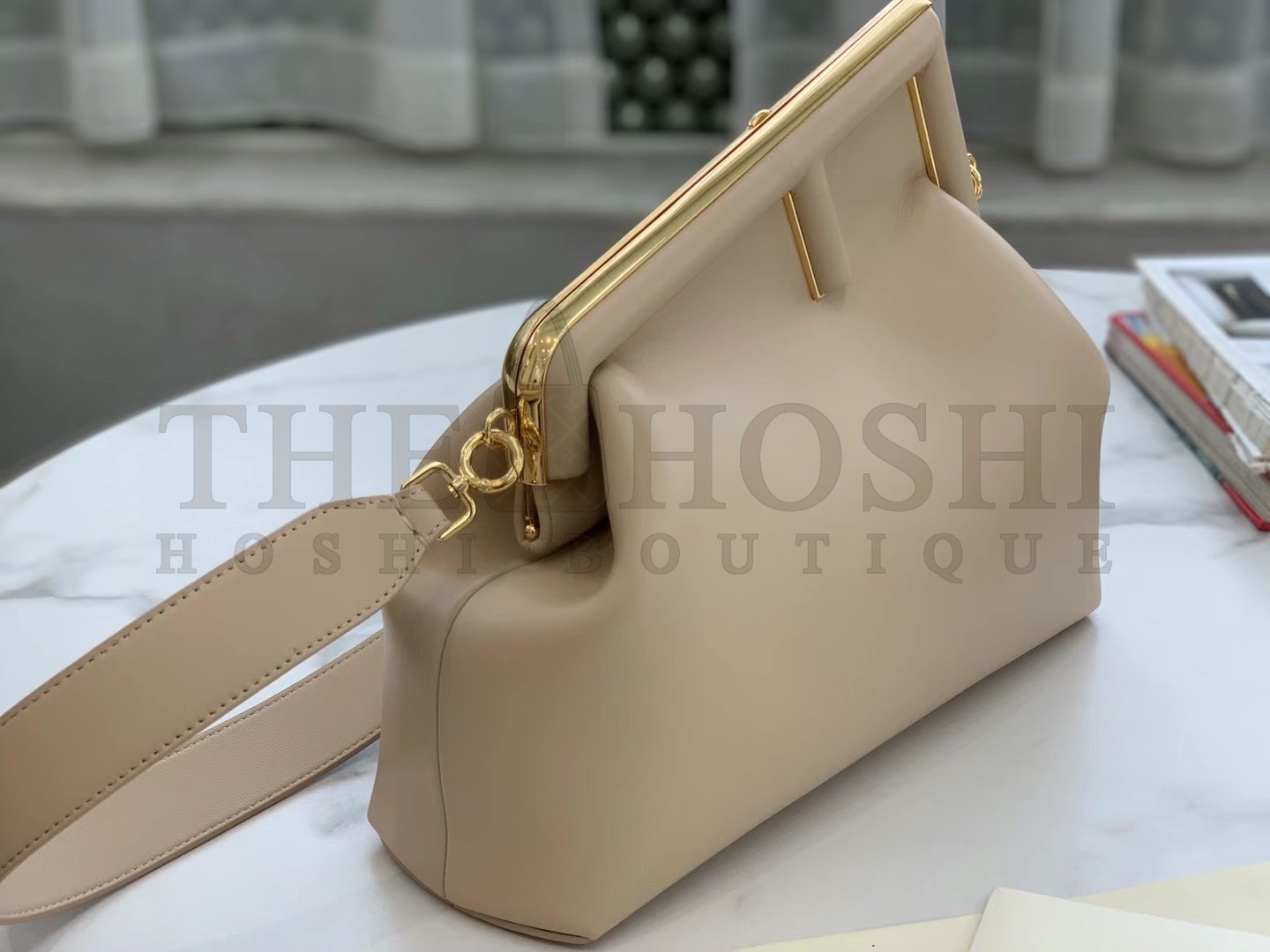 F**di First Medium Bag In Beige Nappa Leather Master Quality