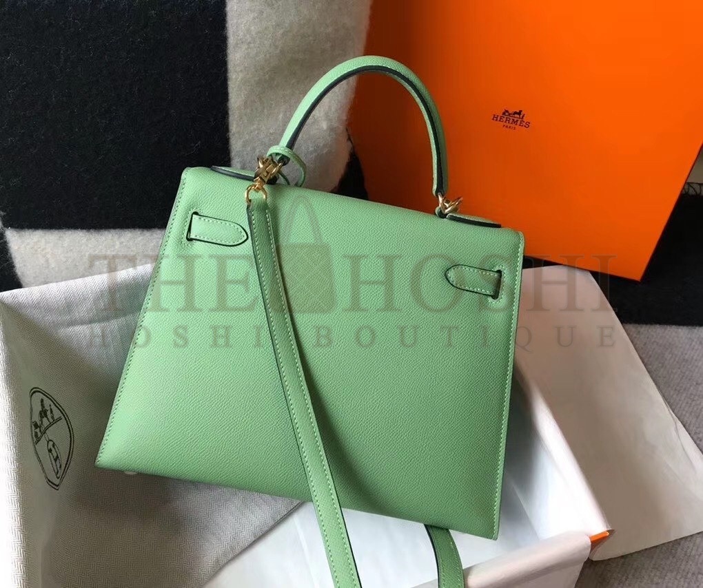 H**me5 Vert Criquet Epsom Kelly 25cm Sellier Bag GHW Master Quality