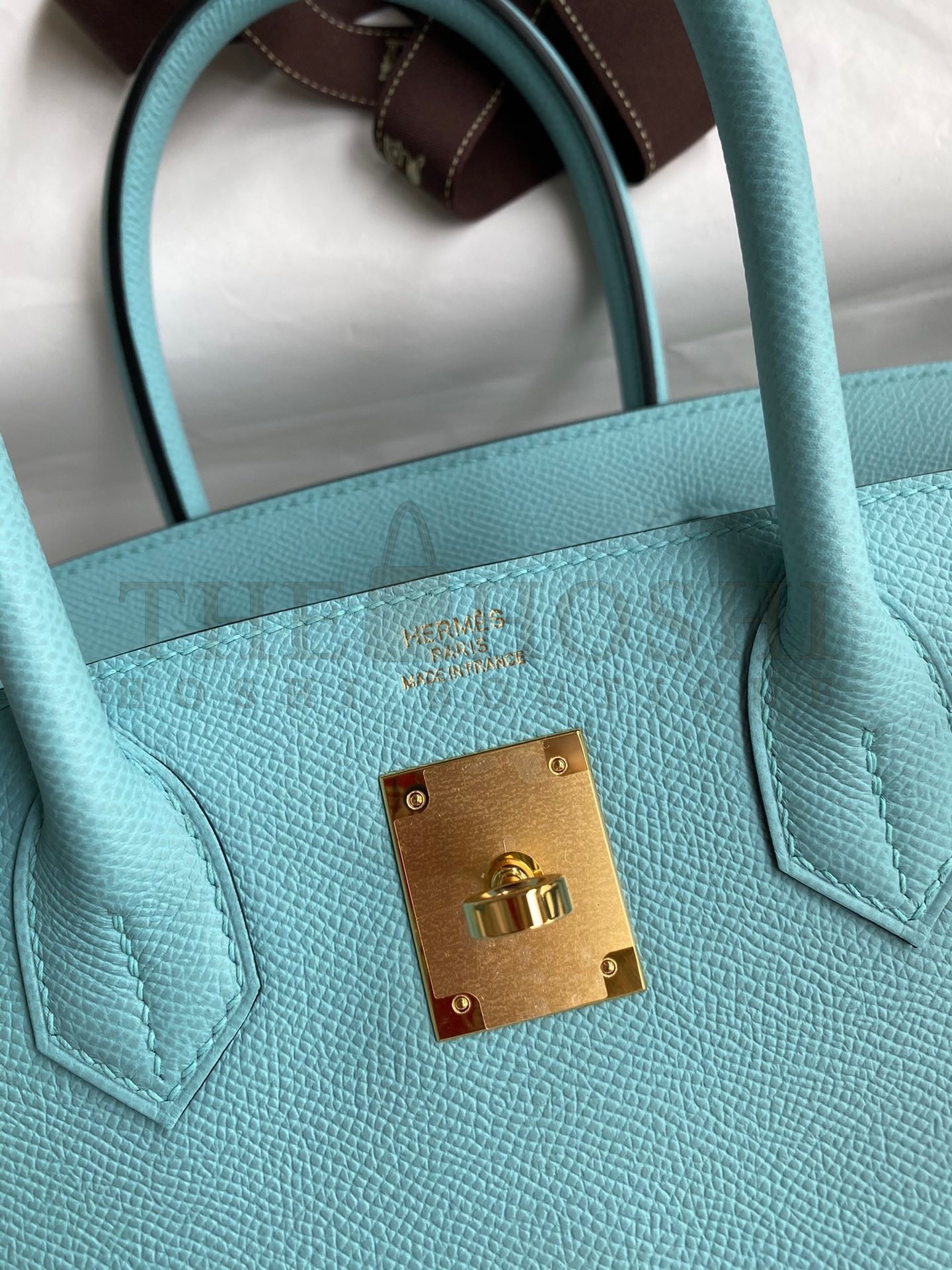 H**me5 Birkin 30 Retourne Handmade Bag In Blue Atoll Epsom Calfskin Master Quality