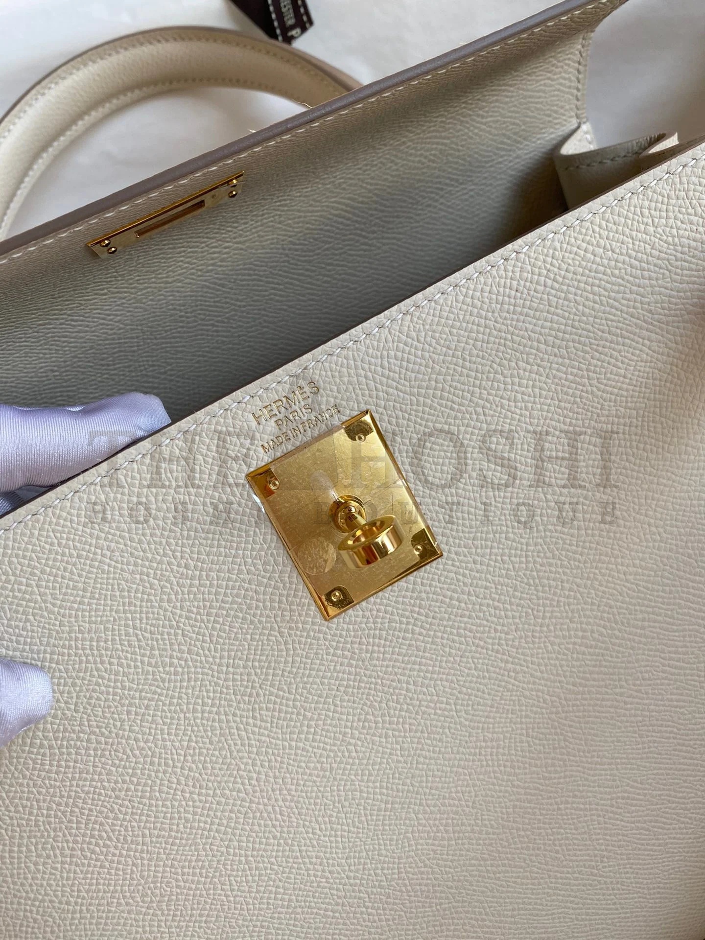 H**me5 Kelly Sellier 28 Handmade Bag In Craie Epsom Calfskin Master Quality