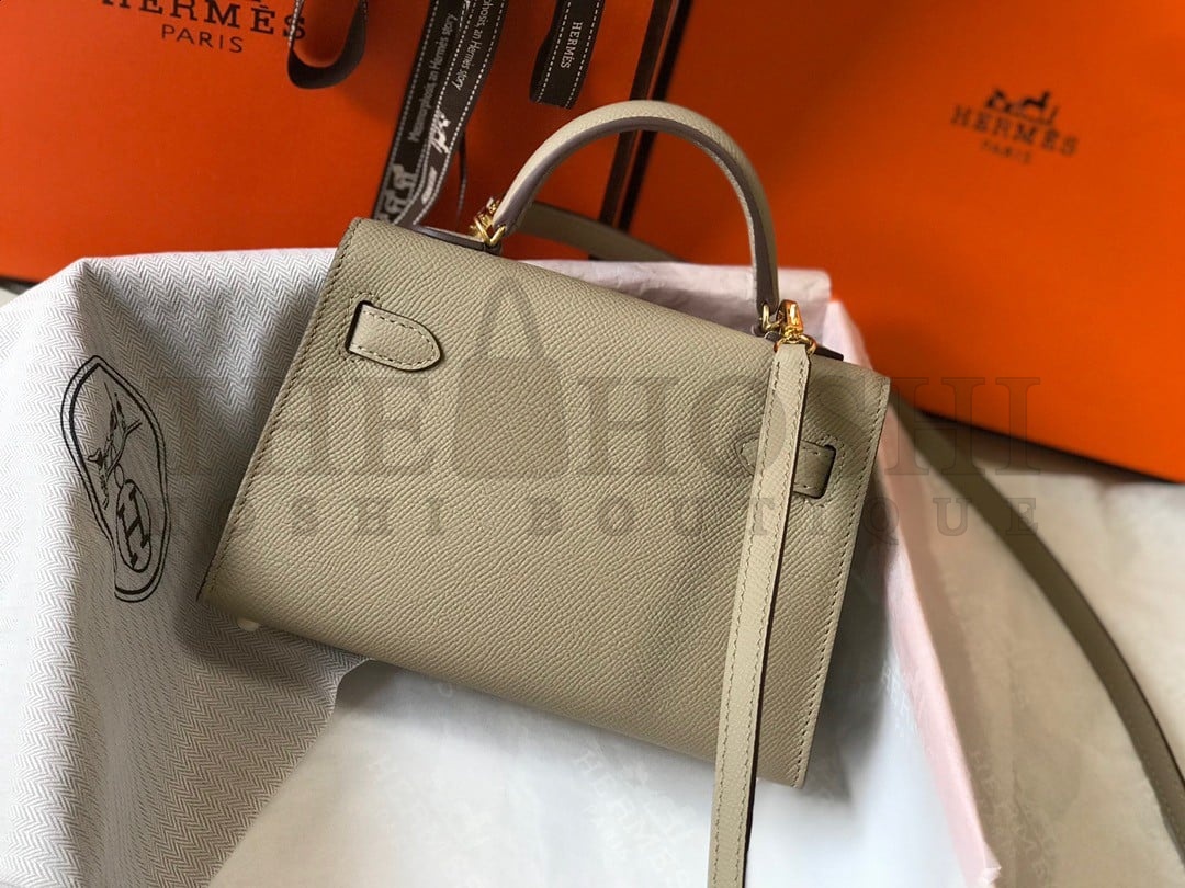 H**me5 Kelly Mini II Sellier Bag In Tourterelle Epsom Leather GHW Master Quality