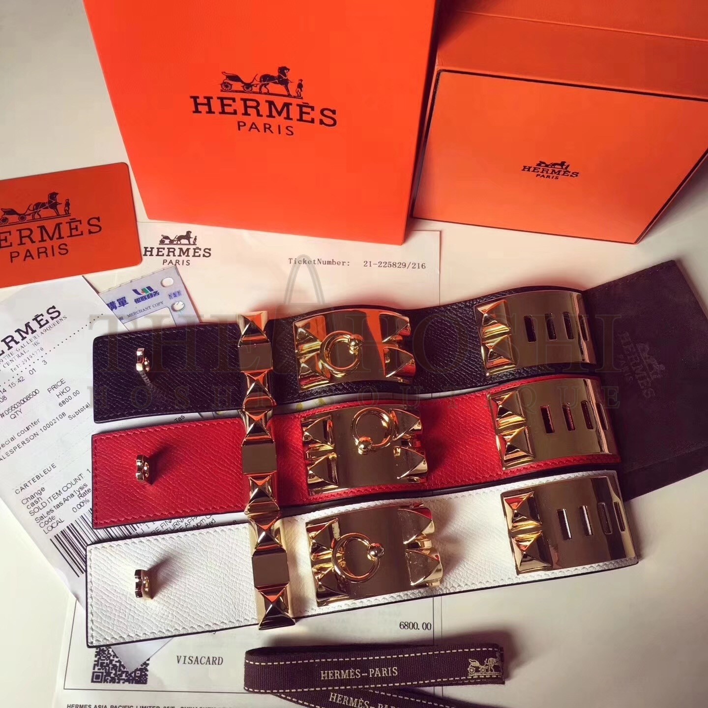H**me5 Red Epsom Collier de Chien Bracelet Size S Master Quality