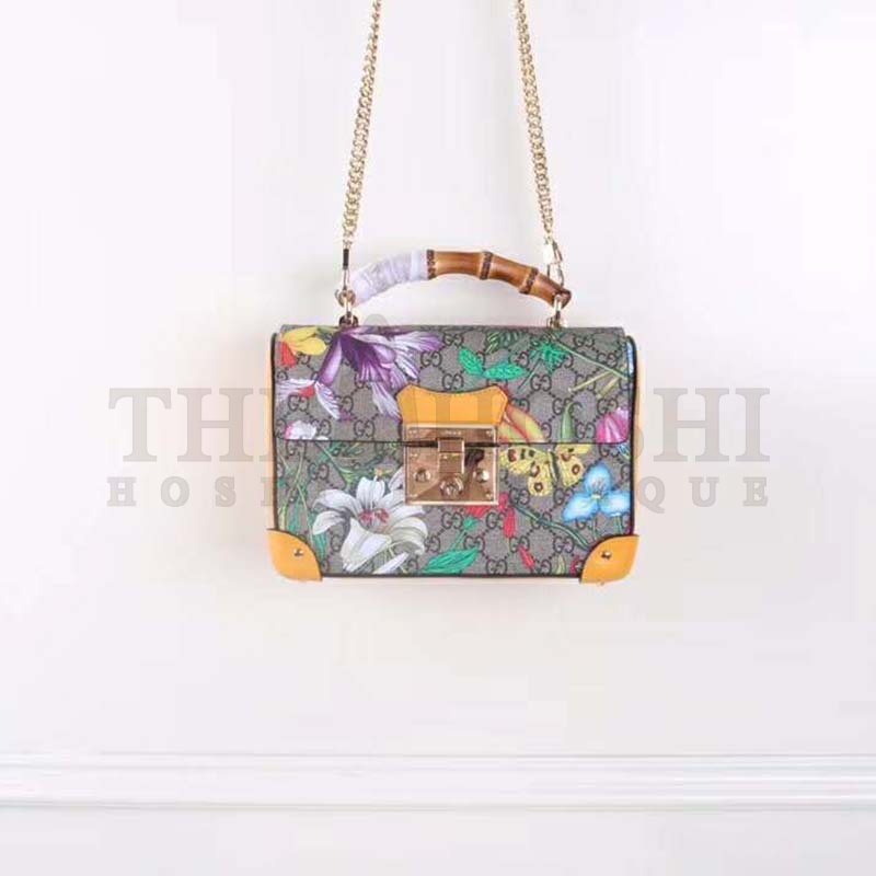 Gvc*1 GG Women Padlock GG Flora Small Bamboo Shoulder-Beige Master Quality