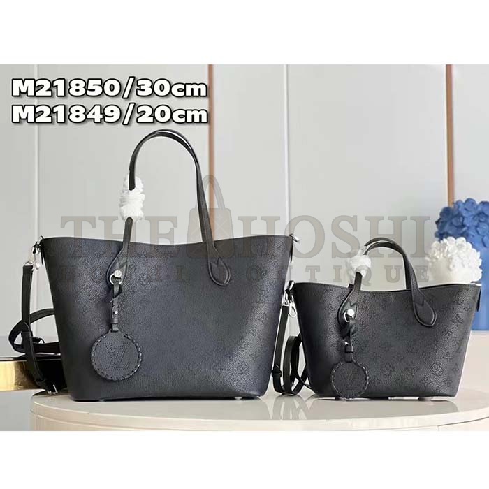 L0vis Vvtt0n LV Women Blossom MM Tote Bag Black Mahina Perforated Calfskin Leather Master Quality