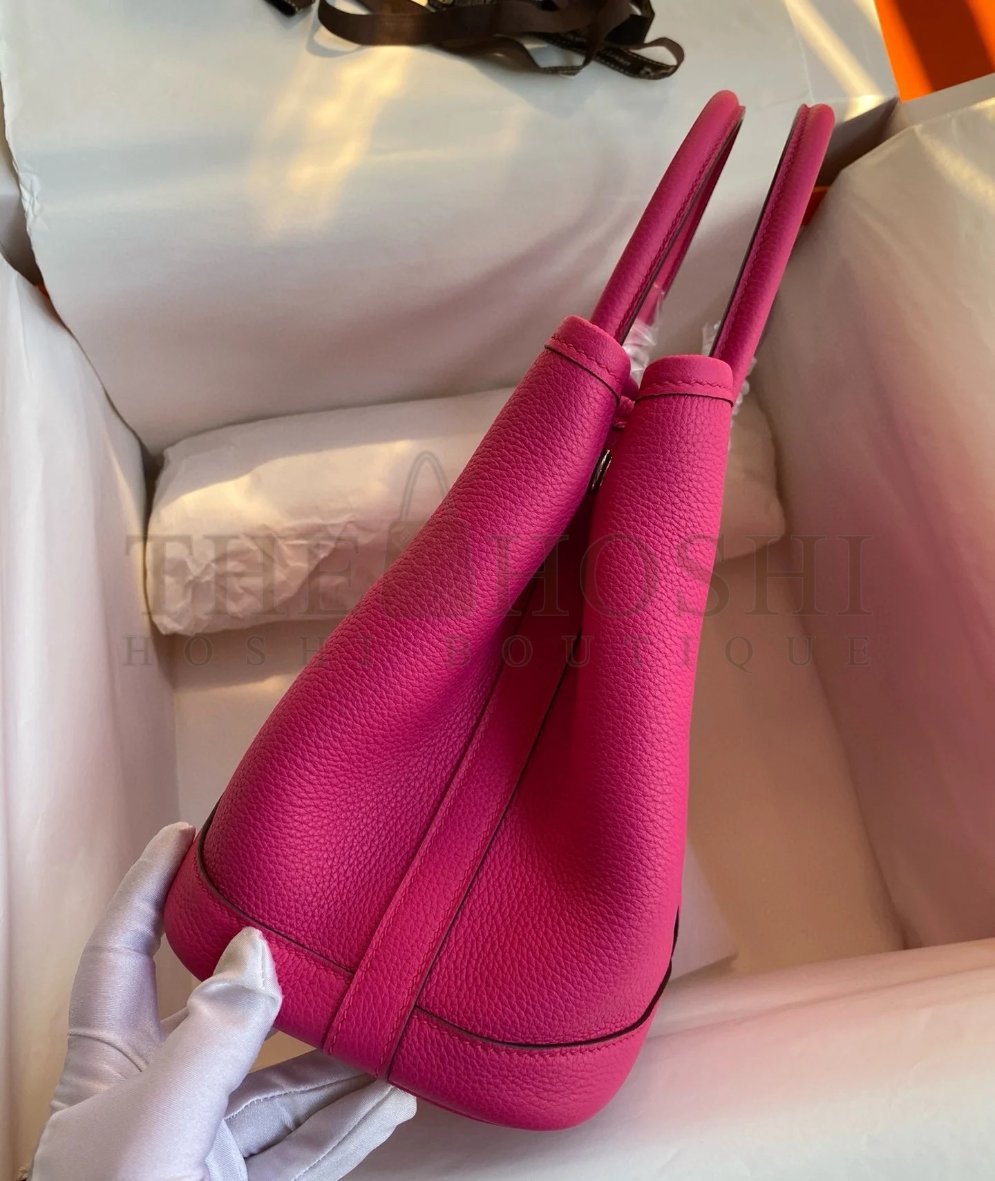 H**me5 Garden Party 30 Handmade Bag in Rose Red Clemence Leather Master Quality