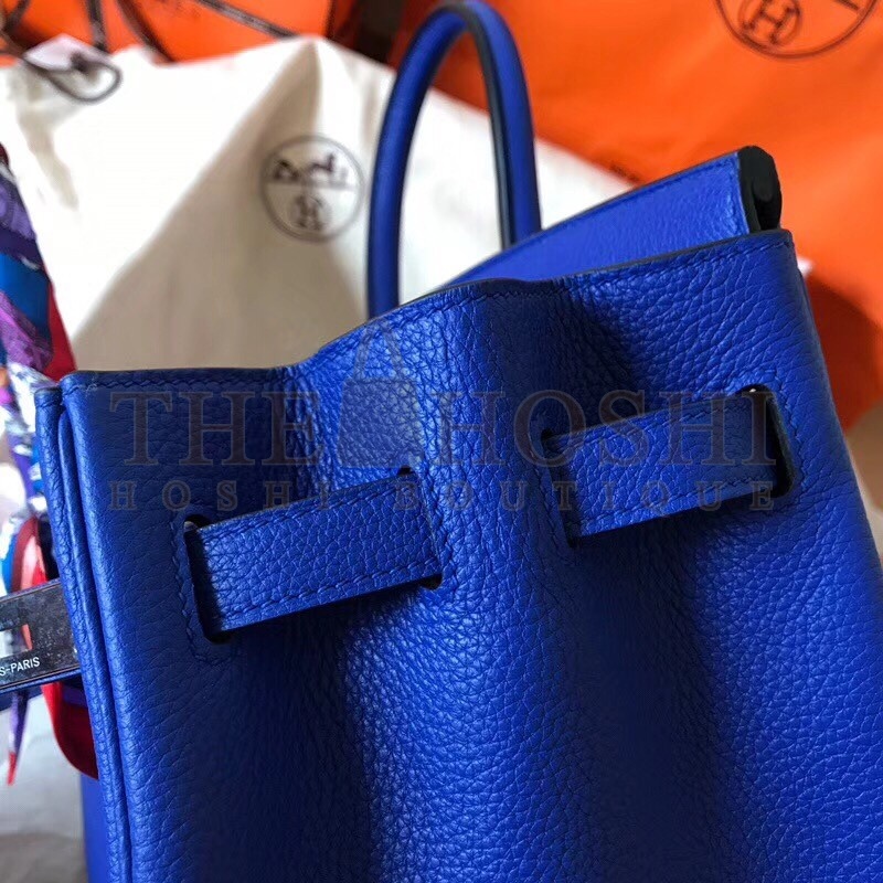 H**me5 Blue Electric Birkin 35cm Clemence Handmade Bag Master Quality