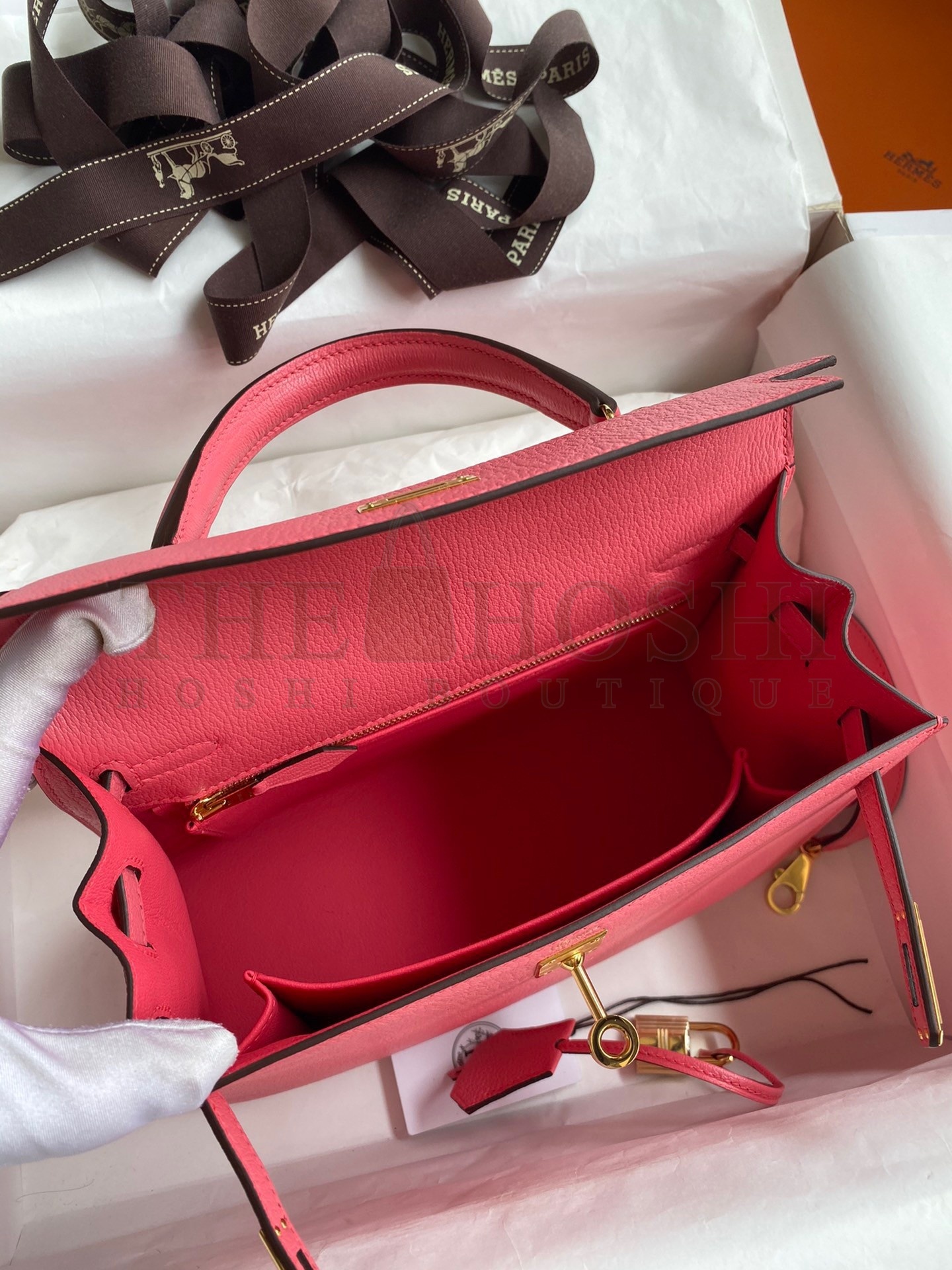 H**me5 Kelly Sellier 25 Handmade Bag In Rose Lipstick Mysore Goatskin Master Quality