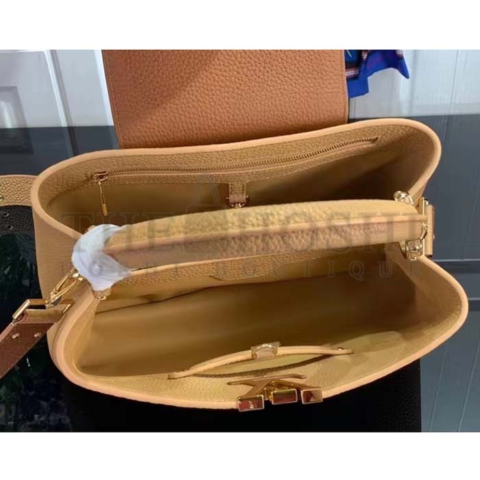 L0vis Vvtt0n LV Women Capucines MM Handbag Arizona Brown Cognac Taurillon Leather Master Quality