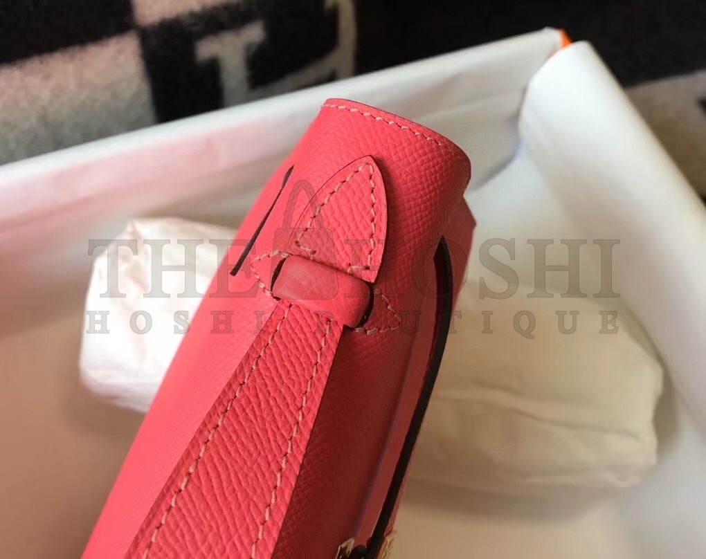 H**me5 Kelly Pochette Bag In Rose Lipstick Epsom Leather Master Quality