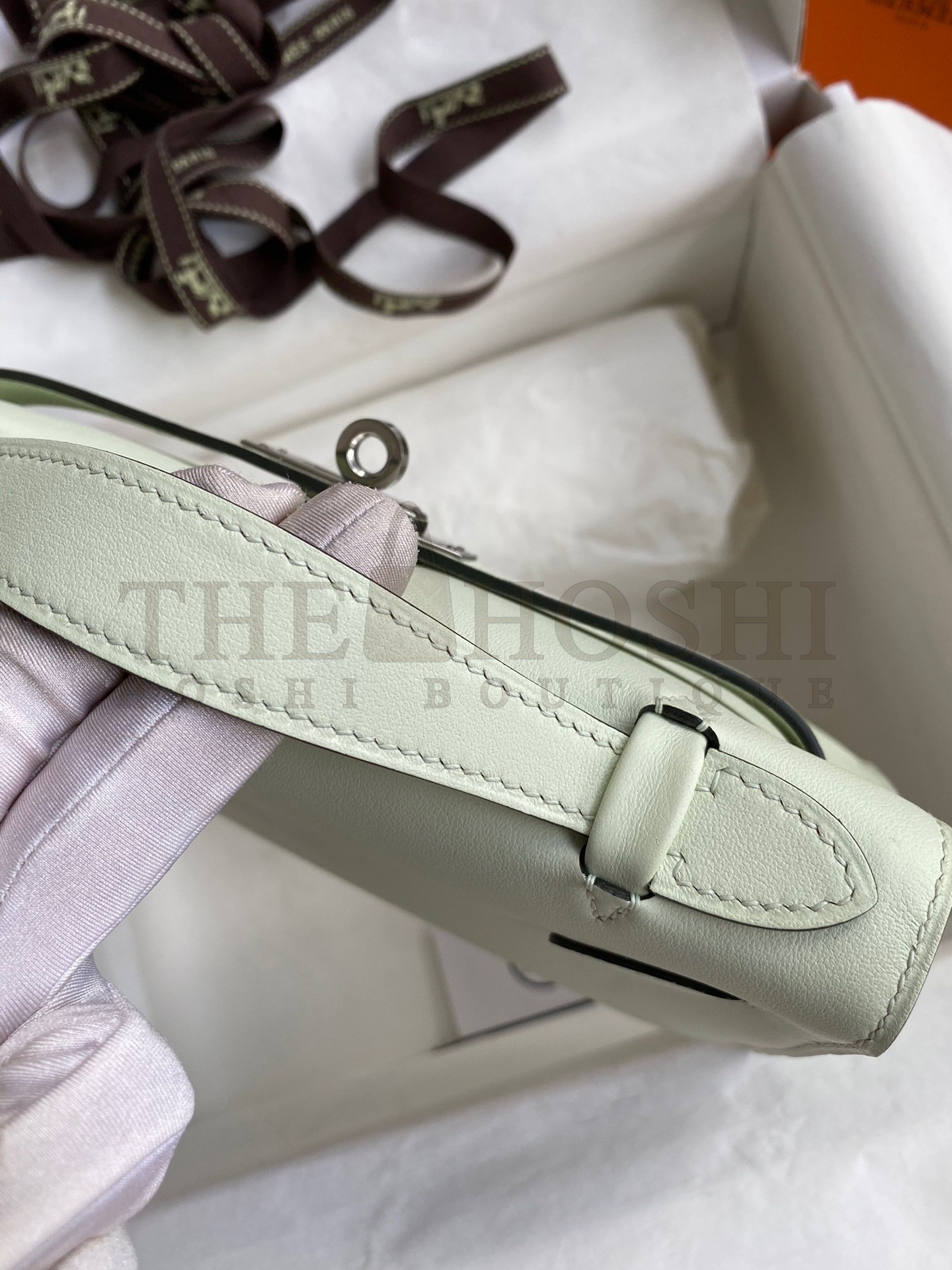 H**me5 Kelly Pochette Handmade Bag In Vert Fizz Swift Calfskin Master Quality