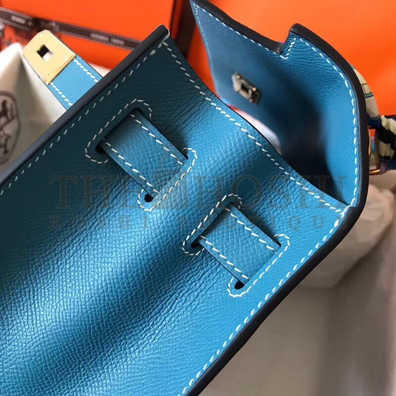 H**me5 Blue Jean Epsom Kelly 28cm Handmade Bag Master Quality