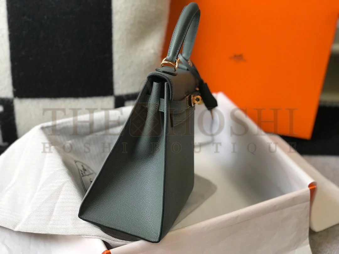 H**me5 Kelly 25cm Sellier Bag in Vert Amande Epsom Calfskin GHW Master Quality