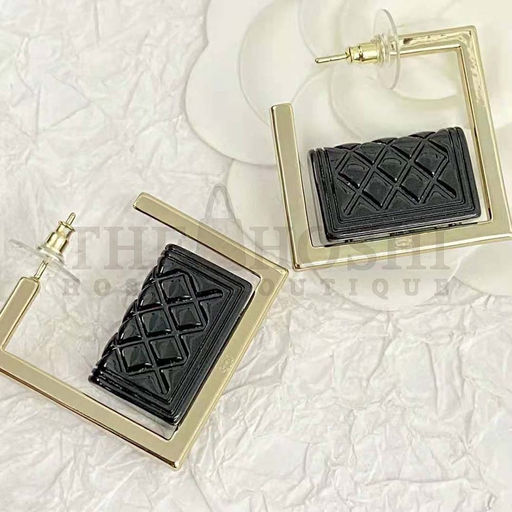 Ch**el Women Hoop Earrings in Metal and Resin-Black Master Quality