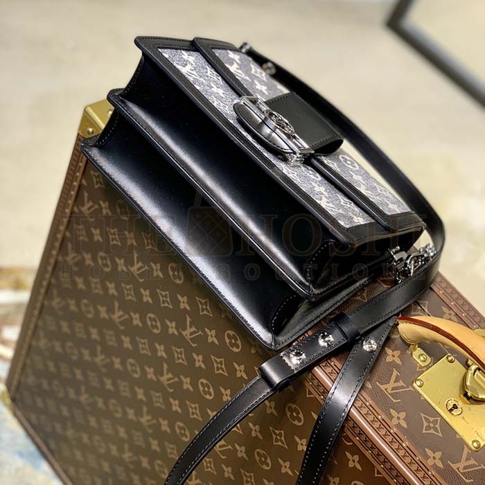 L0vis Vvtt0n LV Women Dauphine MM Handbag Gray Denim Textile Jacquard Master Quality