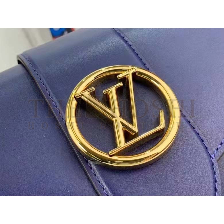 L0vis Vvtt0n LV Women Pont 9 Soft MM Handbag Blue Grained Calfskin Master Quality