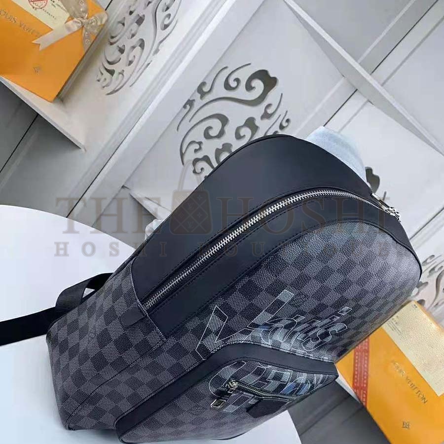 L0vis Vvtt0n LV Men Josh Backpack Bag in Damier Graphite Coated Canvas-Grey Master Quality