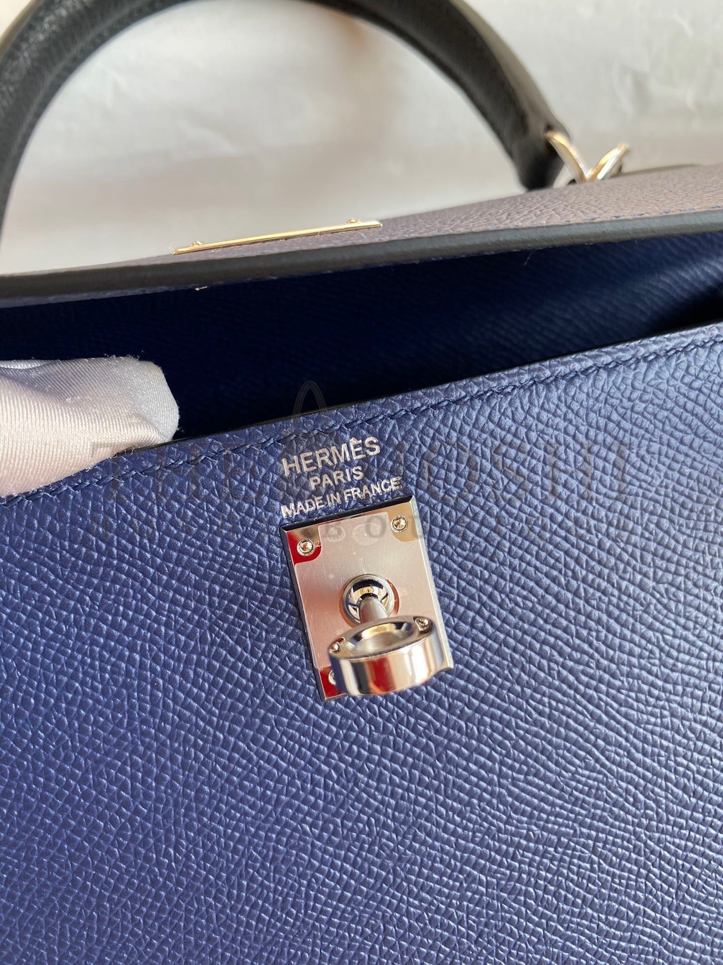 H**me5 Kelly Sellier 25 Bicolor Bag in Blue Saphir and Blue France Epsom Calfskin Master Quality