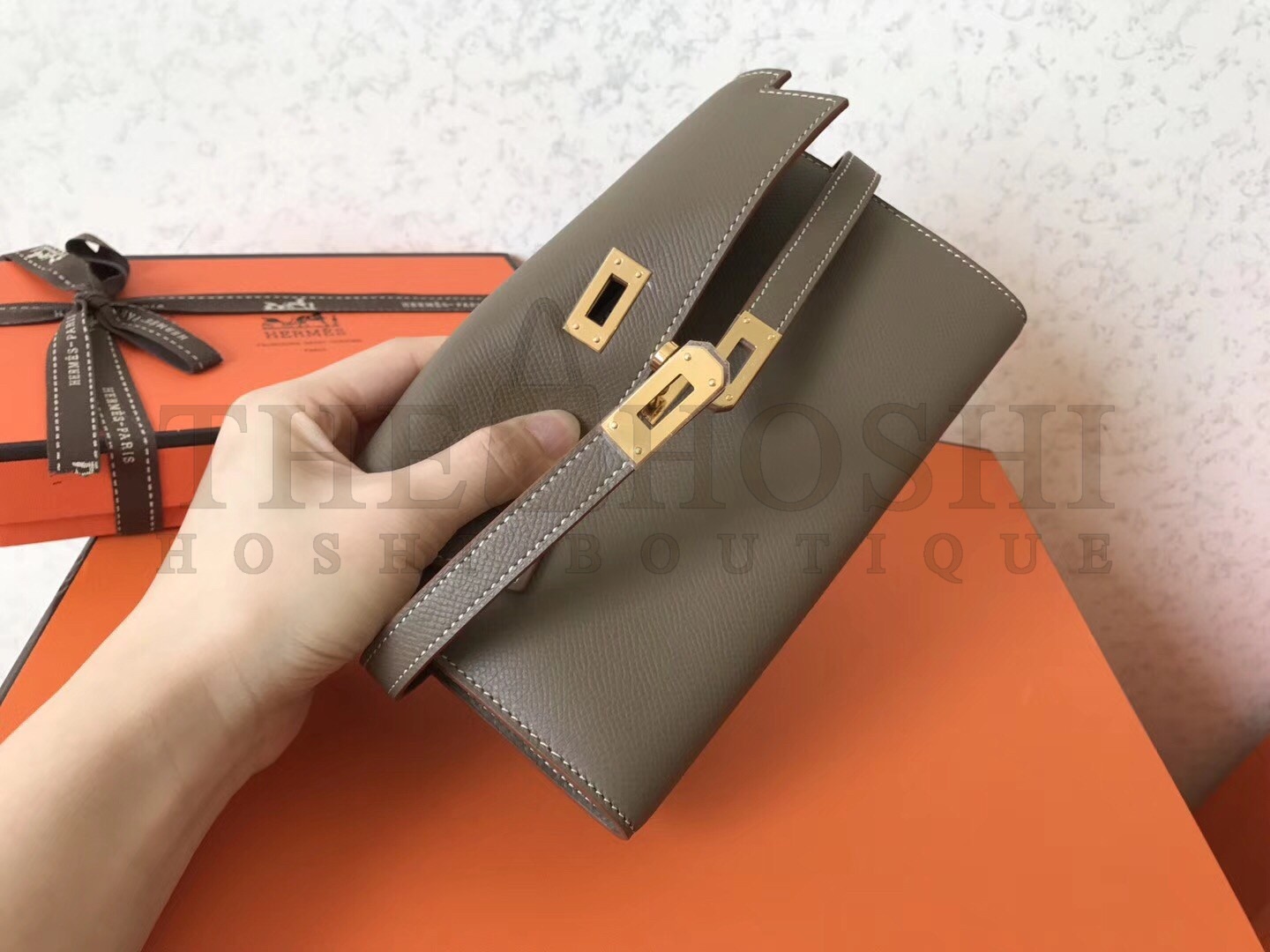 H**me5 Kelly Classic Long Wallet In Taupe Epsom Leather Master Quality