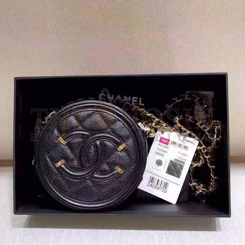 Ch**el Women Ch**el 19 Clutch with Chain Lambskin Gold Silver-Tone and Ruthenium Black Master Quality