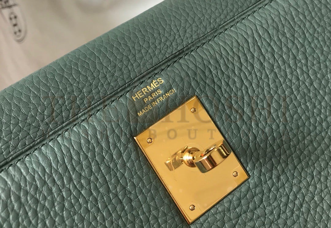 H**me5 Kelly 25cm Retourne Bag in Vert Amande Clemence Leather GHW Master Quality
