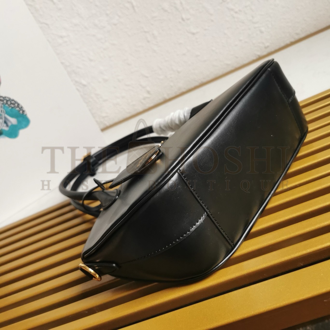 Pra*a Shoulder Bag with Double Zipper in Black Calfskin Master Quality