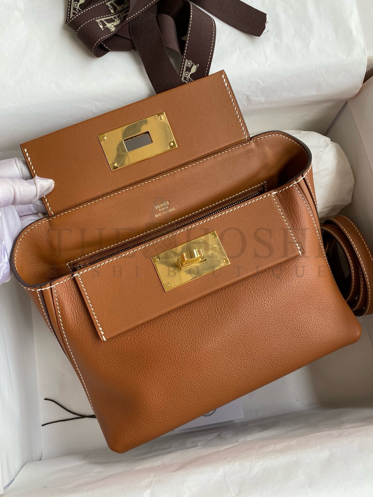 H**me5 24/24 Mini 21 Handmade Bag in Gold Evercolor Leather Master Quality