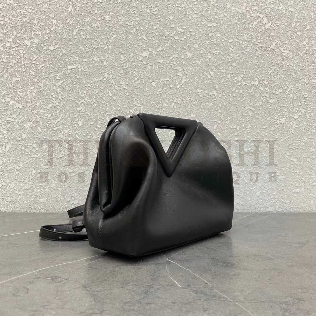 B0tt*ga Ven*ta Small Point Top Handle Bag In Black Leather Master Quality