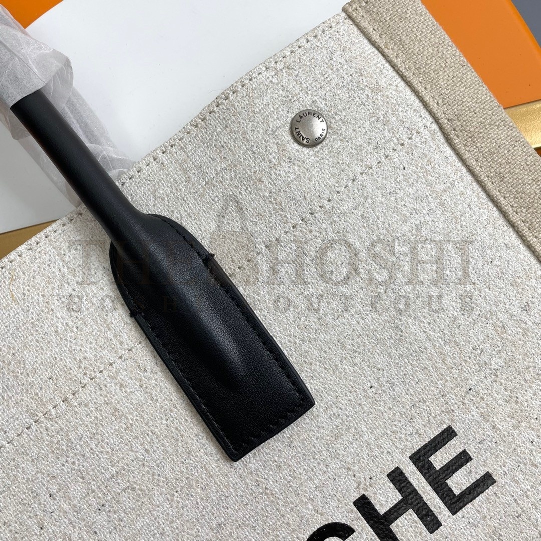 Sa1nt Lau*nt Rive Gauche Small Tote Bag in White Linen and Leather Master Quality