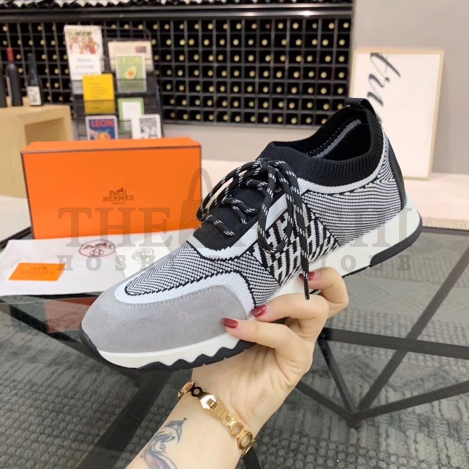 H**me5 Grey Addict Sneakers In Bicolor Knit Master Quality