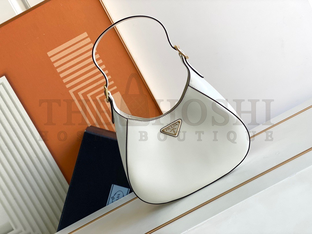 Pra*a Shoulder Bag in White Leather Master Quality