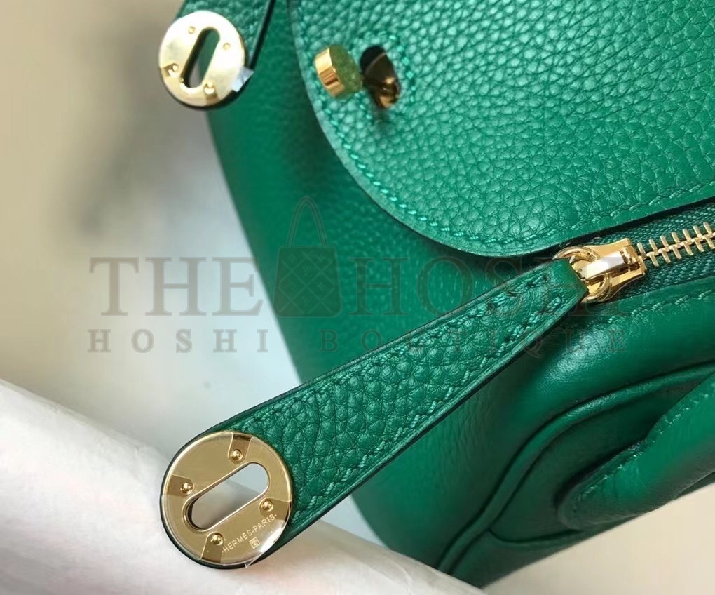 H**me5 Mini Lindy Bag In Green Clemence Leather Master Quality