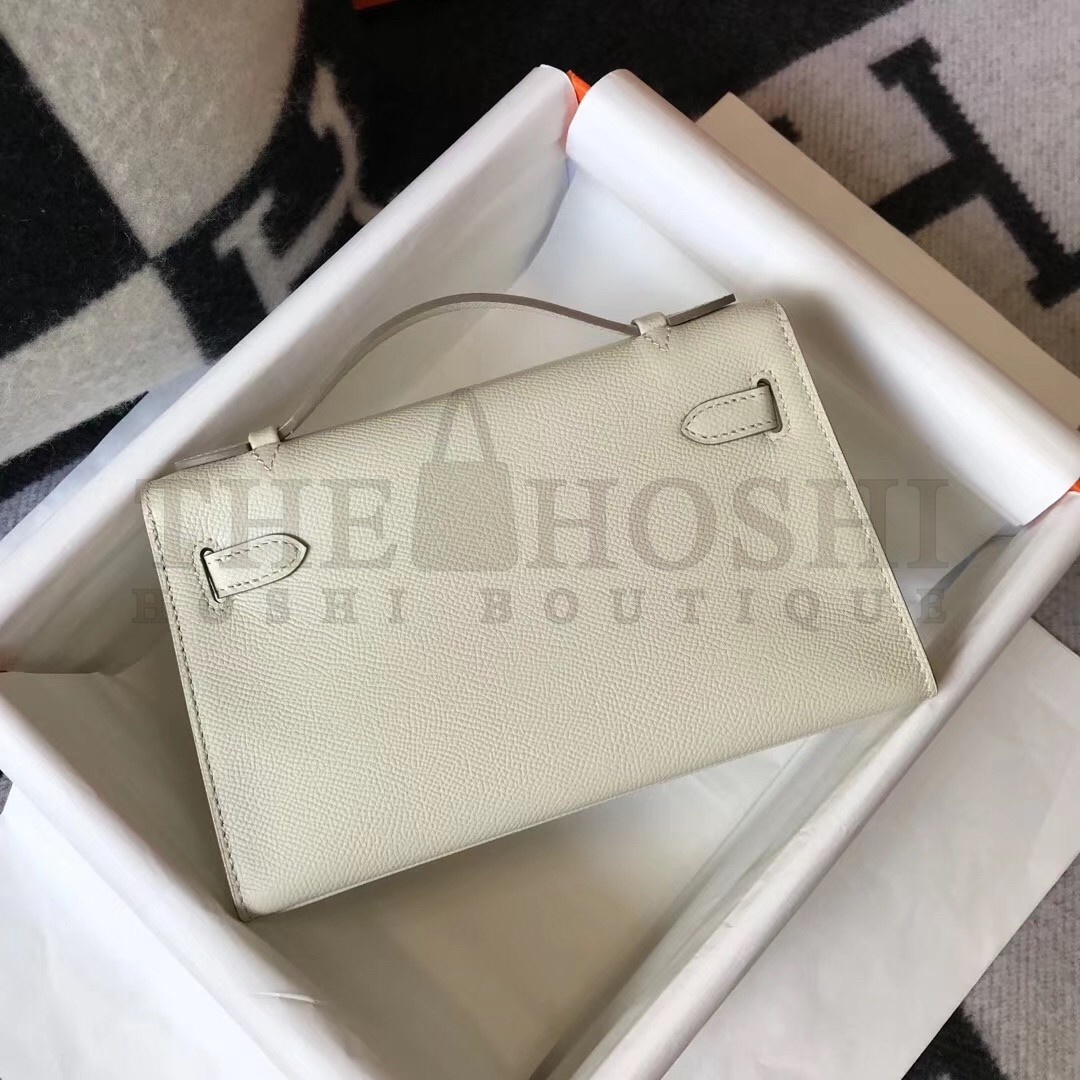 H**me5 Kelly Pochette Bag In White Epsom Leather Master Quality