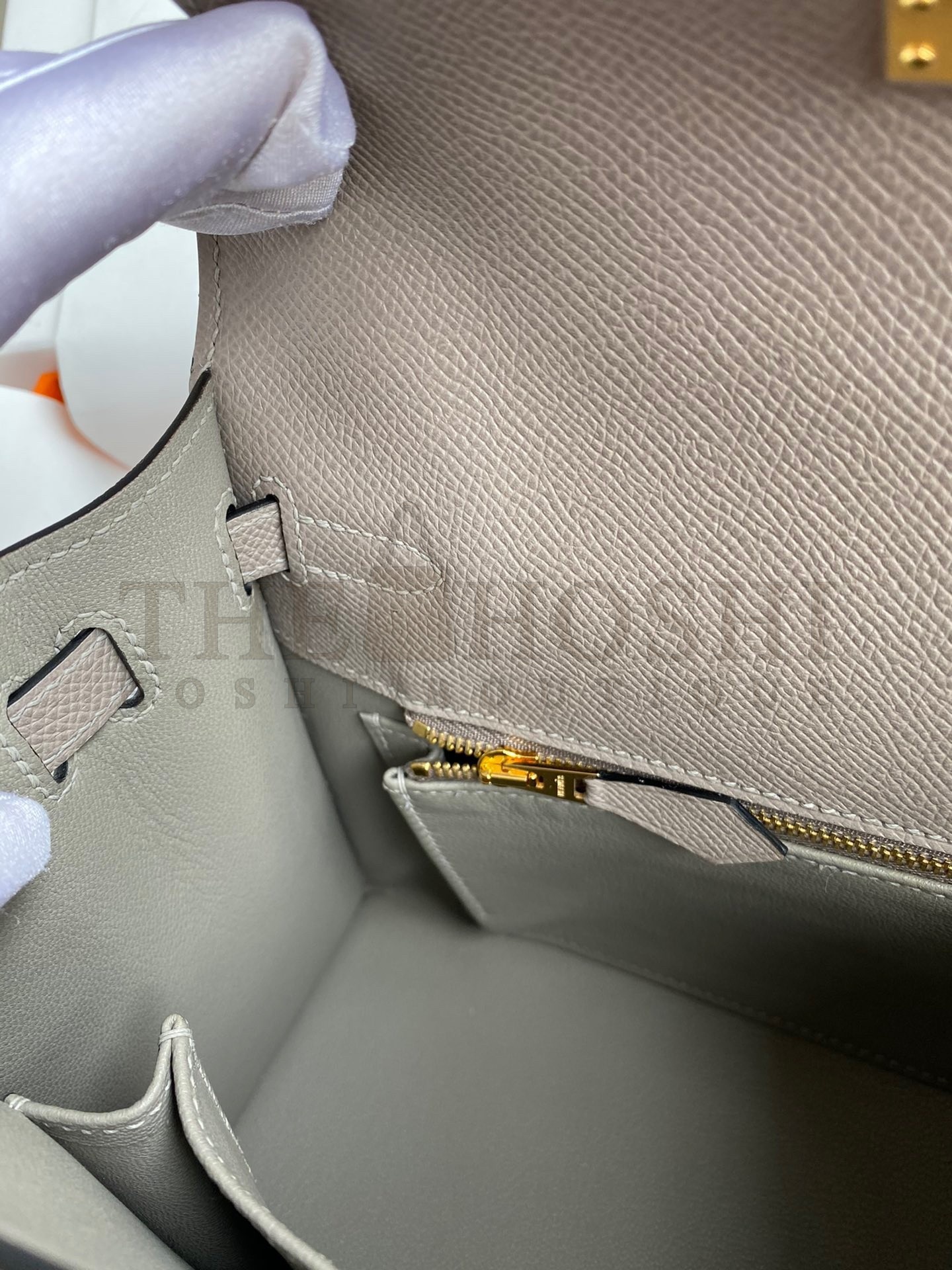 H**me5 Epsom Kelly 25cm Sellier Handmade Grey Bag Master Quality