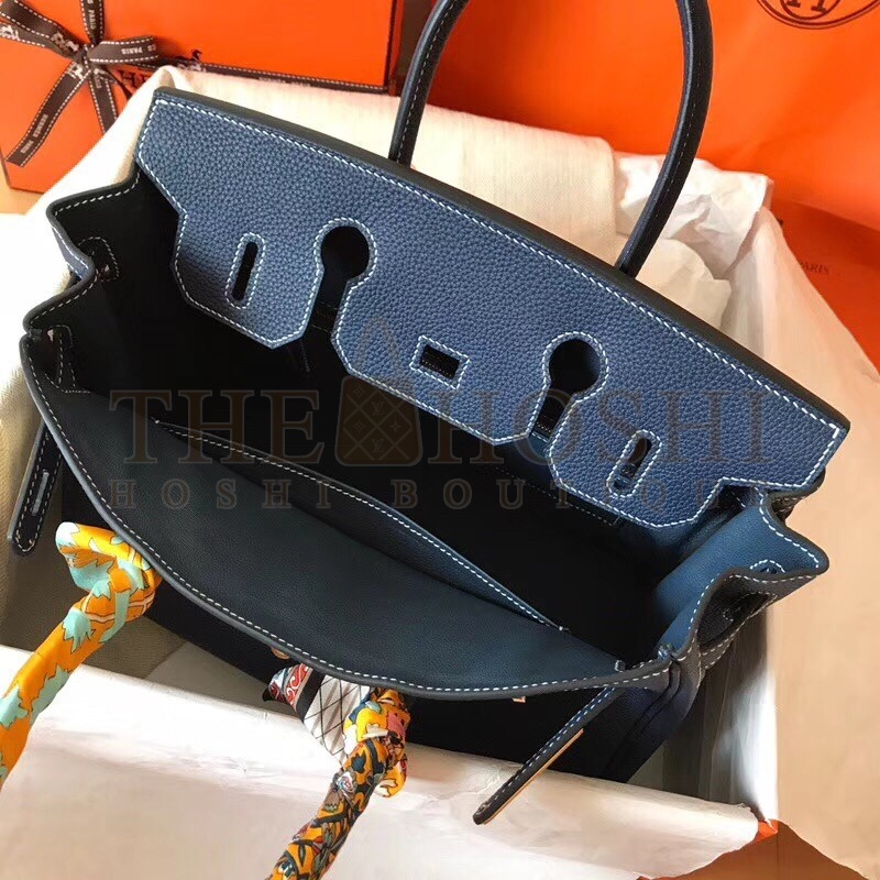 H**me5 Navy Blue Birkin 30cm Clemence Handmade Bag Master Quality