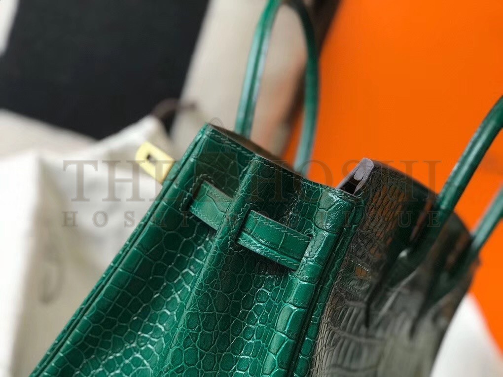 H**me5 Birkin 30cm Bag In Green Embossed Crocodile Leather Master Quality