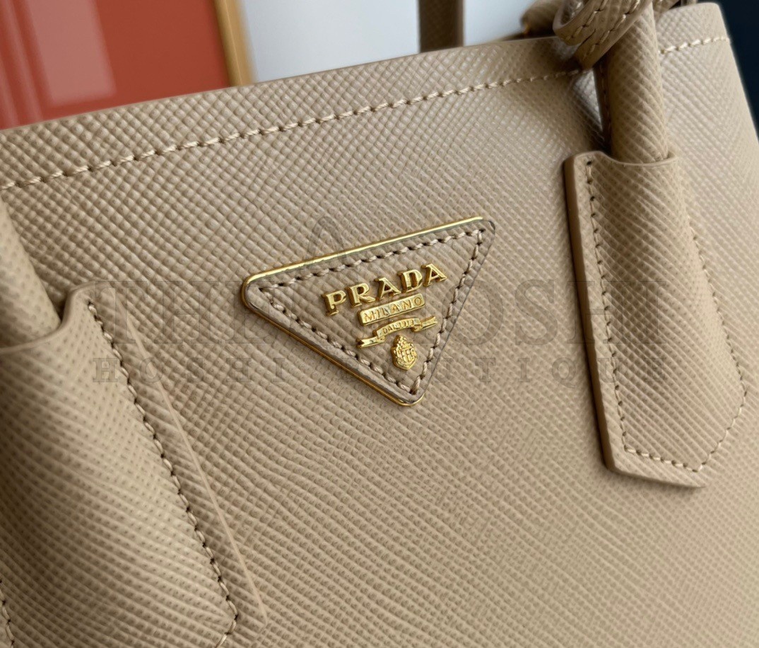 Pra*a Double Mini Bag In Beige Saffiano Leather Master Quality