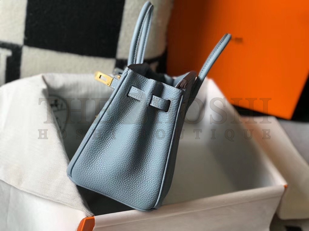 H**me5 Birkin 25cm Bag In Blue Lin Clemence Leather Master Quality