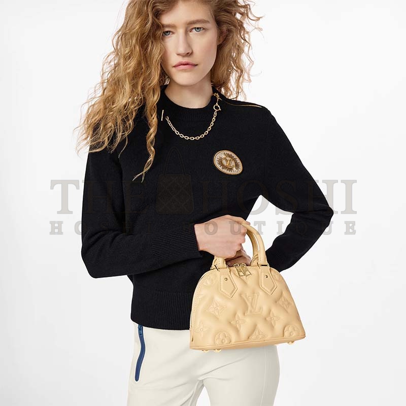 L0vis Vvtt0n LV Women Alma BB Handbag Banana Yellow Quilted Embroidered Calf Master Quality
