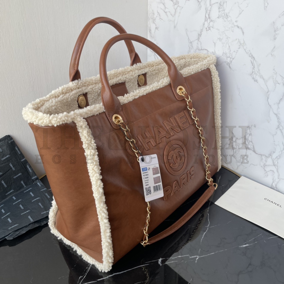 Ch**el  24k Teddy bear shearing  box Shop LARGE SHOPPING BAG 40*13*33cm Master Quality