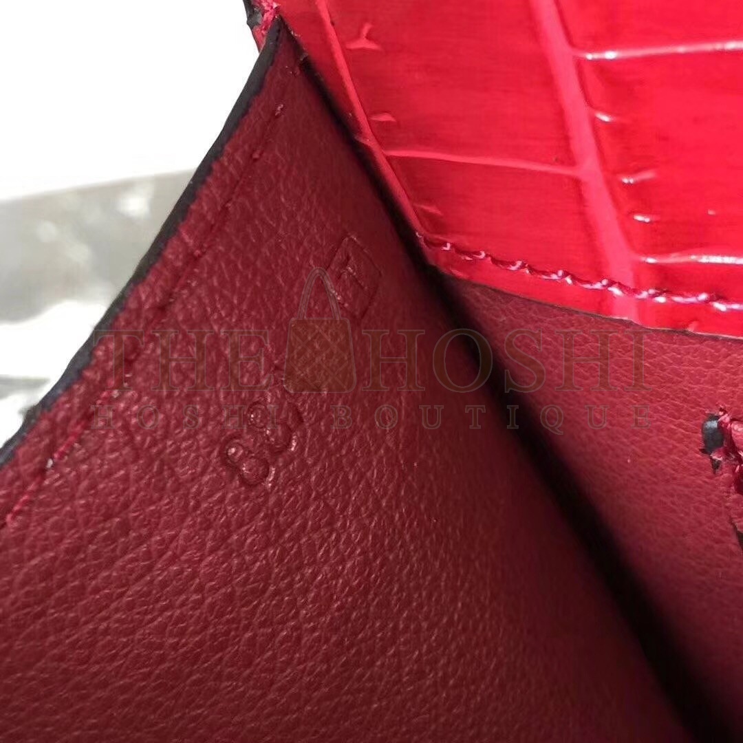 H**me5 Medor Clutch Bag In Red Crocodile Leather Master Quality