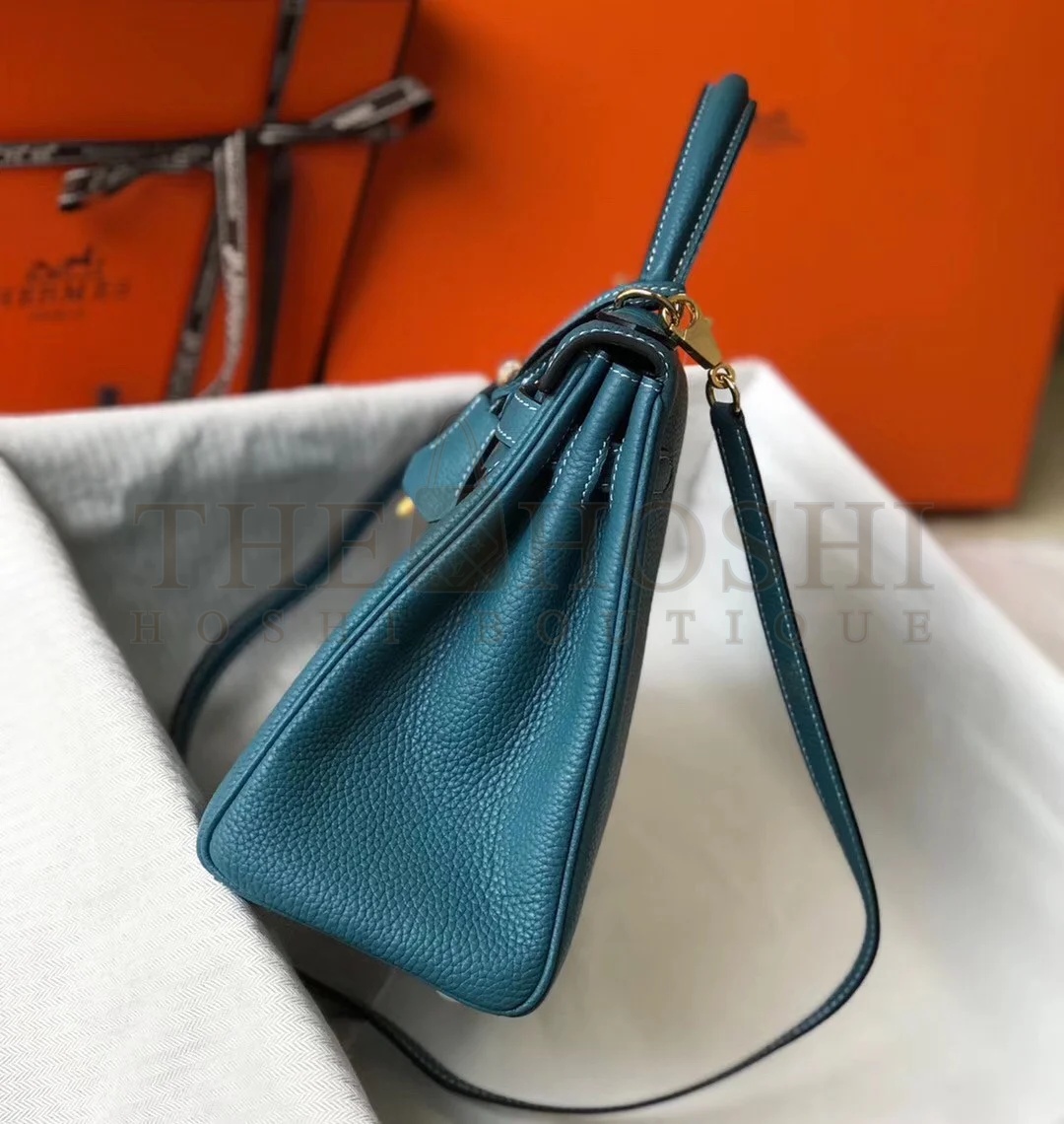 H**me5 Kelly 32cm Retourne Bag in Blue Jean Clemence Leather GHW Master Quality