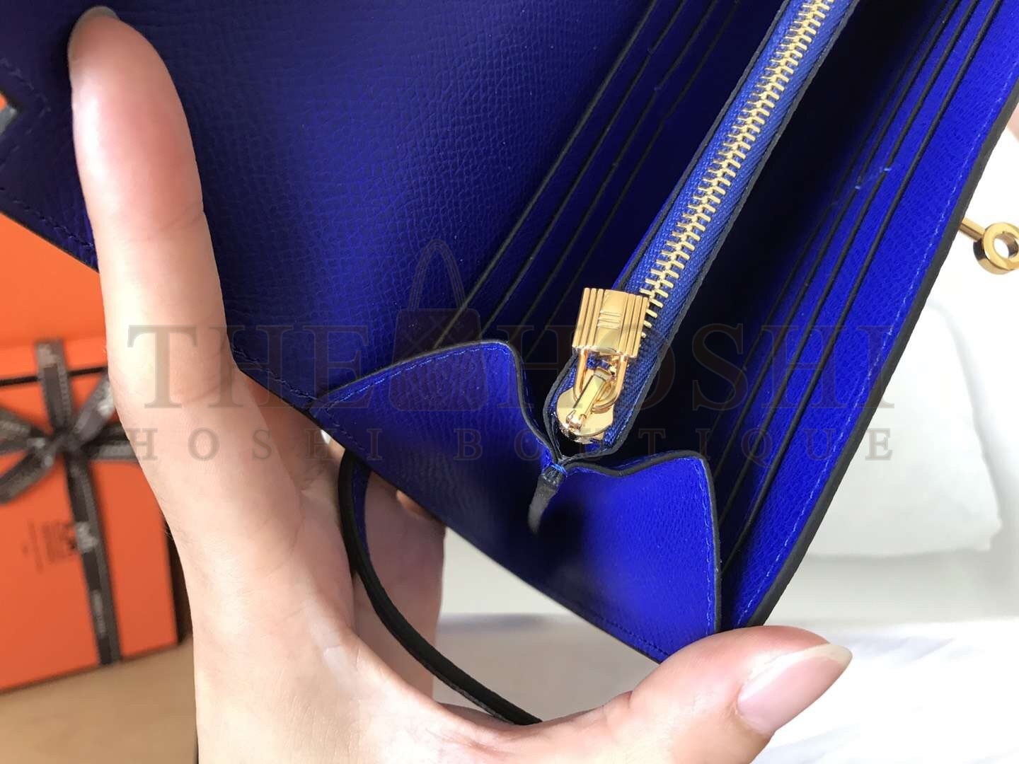 H**me5 Kelly Classic Long Wallet In Blue Electric Epsom Leather Master Quality