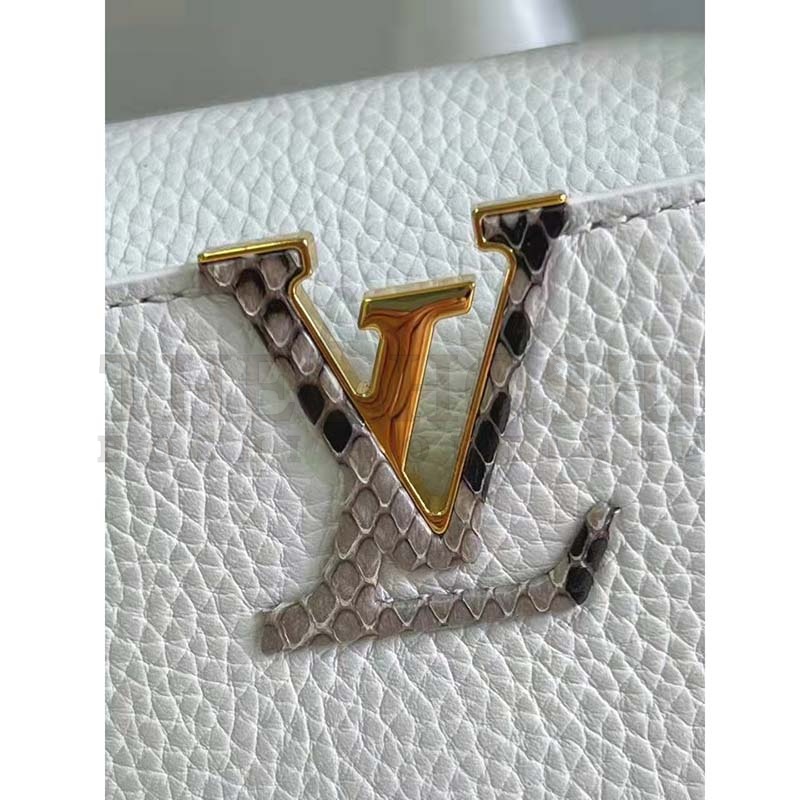 L0vis Vvtt0n LV Women Capucines Mini Handbag White Taurillon Leather Master Quality