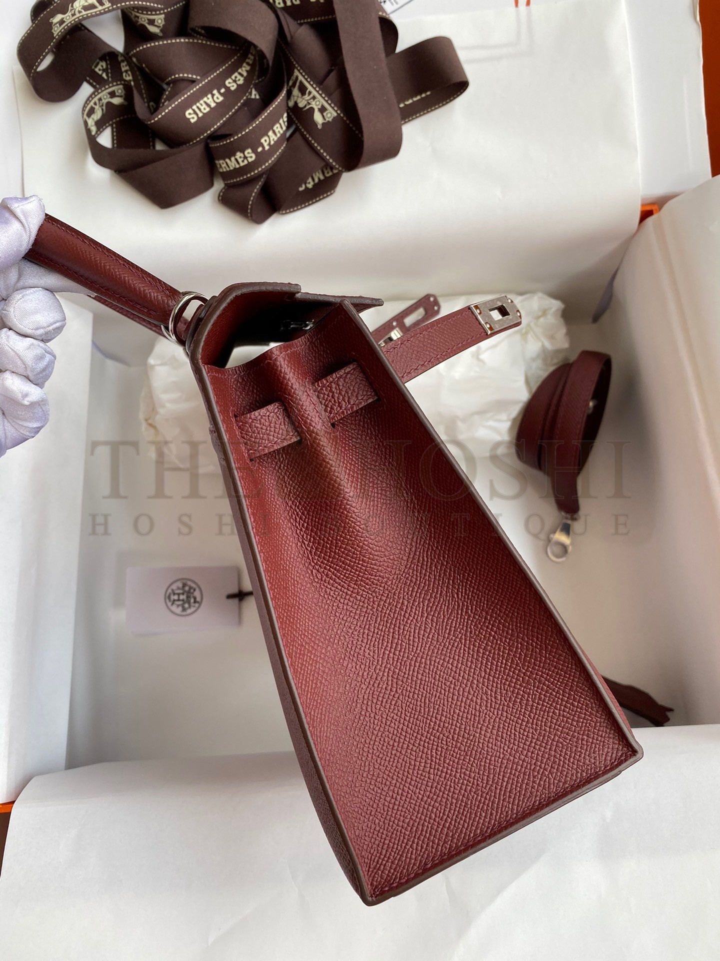 H**me5 Epsom Kelly 25cm Sellier Handmade Bordeaux Baga Master Quality